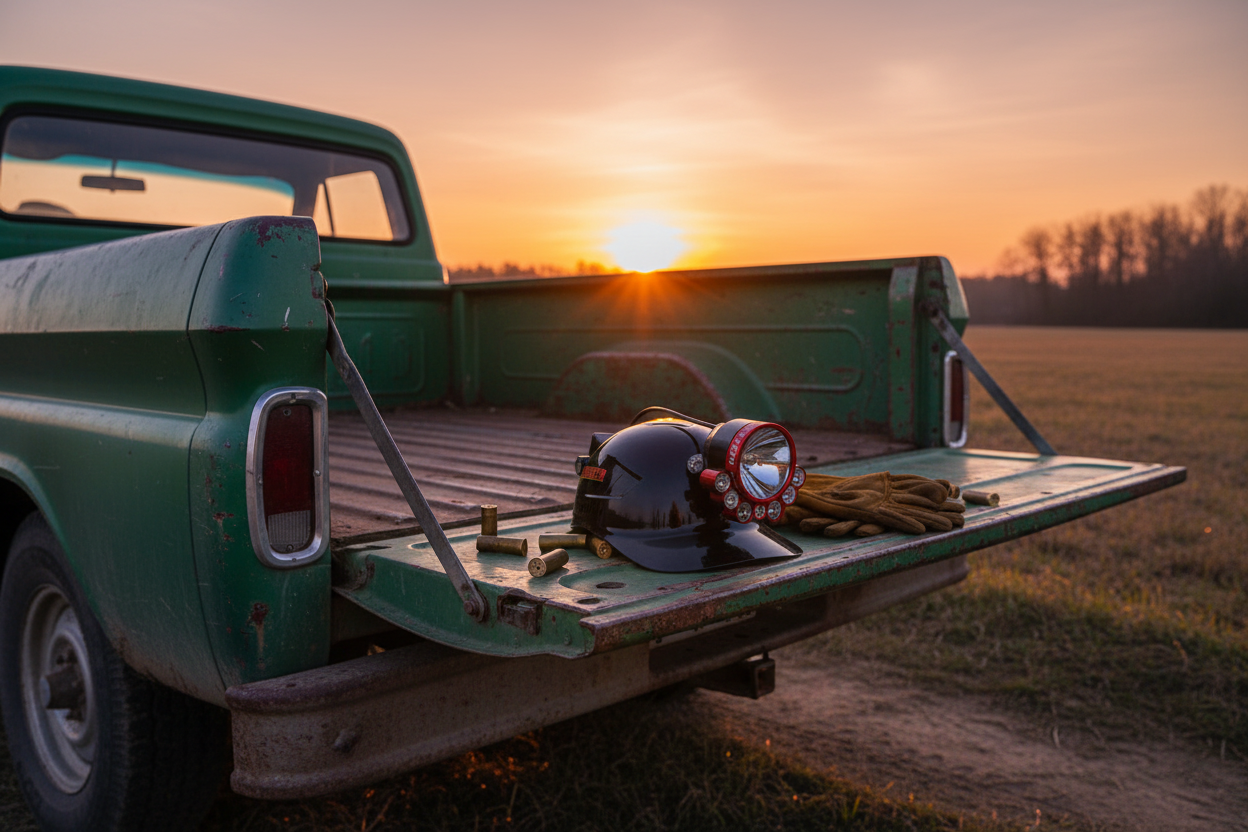 Bright Eyes HeatSeeker Pro XP on truck tailgate at dusk