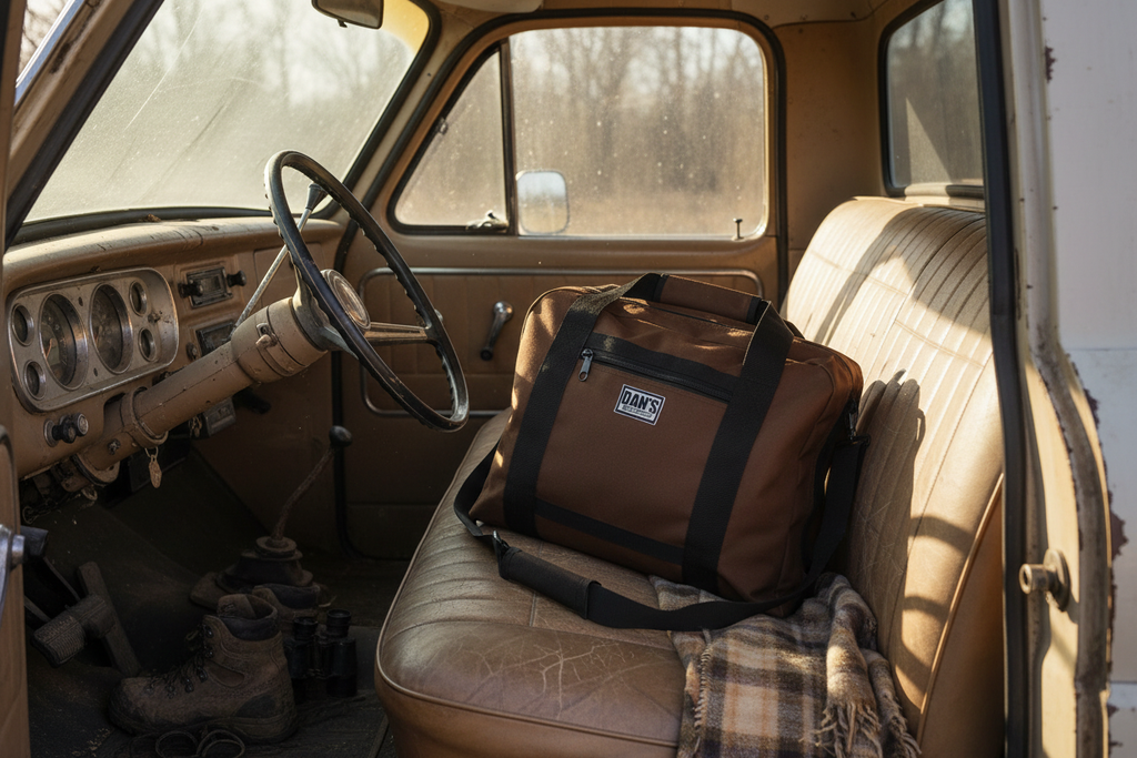 Dan's Gear Bag on truck bench seat