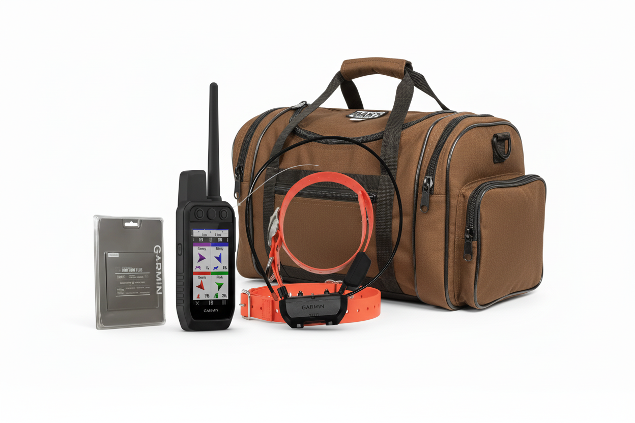 Garmin Alpha 300 Bundle, Hunt View GPS Maps, and Dan's Collar Bag
